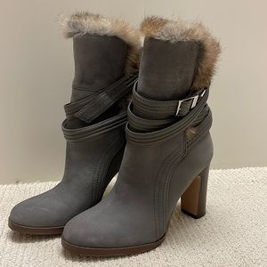 Louise et Cie grey suede fur trimmed boot